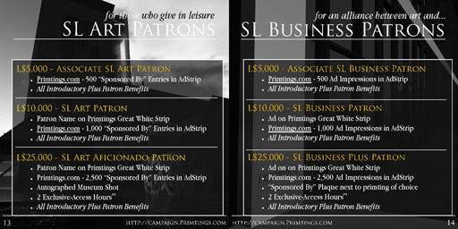 SL Art Patrons and SL Business Patrons